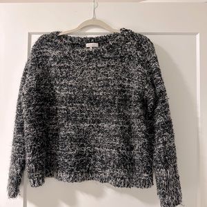 1. STATE Black & White Fuzzy Boatneck Sweater